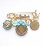 Mashallah 4 Qul, Ayatul Kursi Allah Blue Diamante Stroller Pin - 4 Kul, Four Qul, Islam, Muslim, Baby Pin