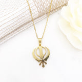 Gold Khanda Necklace, Pendant, Gift For Her, Baby Gift, New Baby, Birthday, Wedding Gift, Sikh, Aum, Diwali, Protection, Vaisakhi